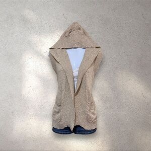 Kensie Boho Neutral Knit Hooded Vest